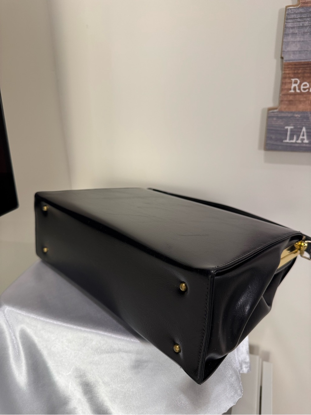 Vintage 1995 Black Shoulder Bag with Gold Hardware - Picture 7 of 13